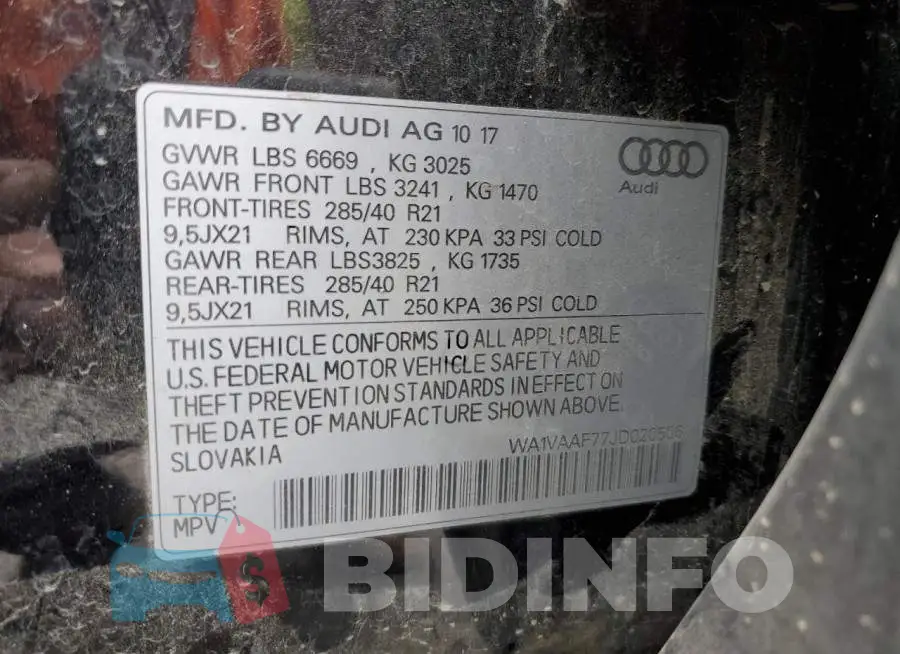 WA1VAAF77JD020506 Photo# 14