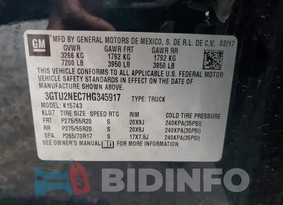 3GTU2NEC7HG345917 Photo# 12