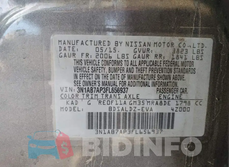 3N1AB7AP3FL656937 Photo# 12