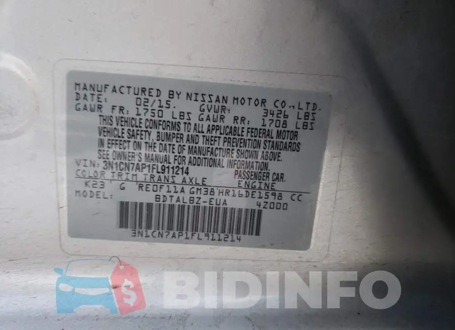 3N1CN7AP1FL911214 Photo# 12