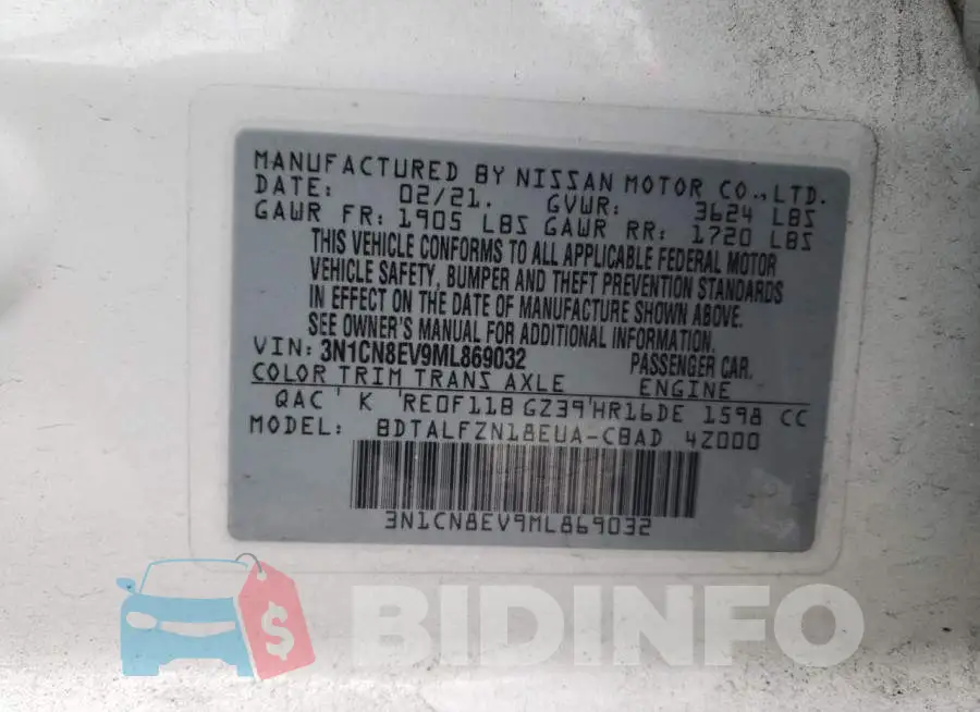 3N1CN8EV9ML869032 Photo# 12