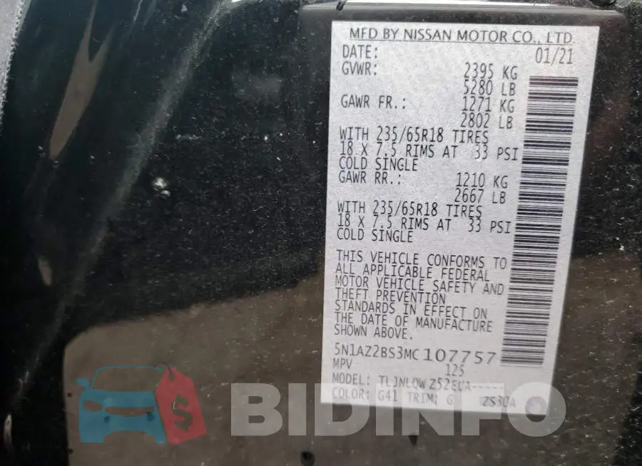 5N1AZ2BS3MC107757 Photo# 13