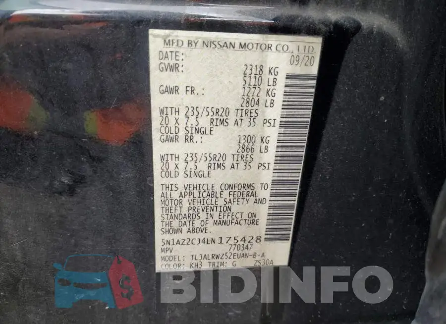 5N1AZ2CJ4LN175428 Photo# 13