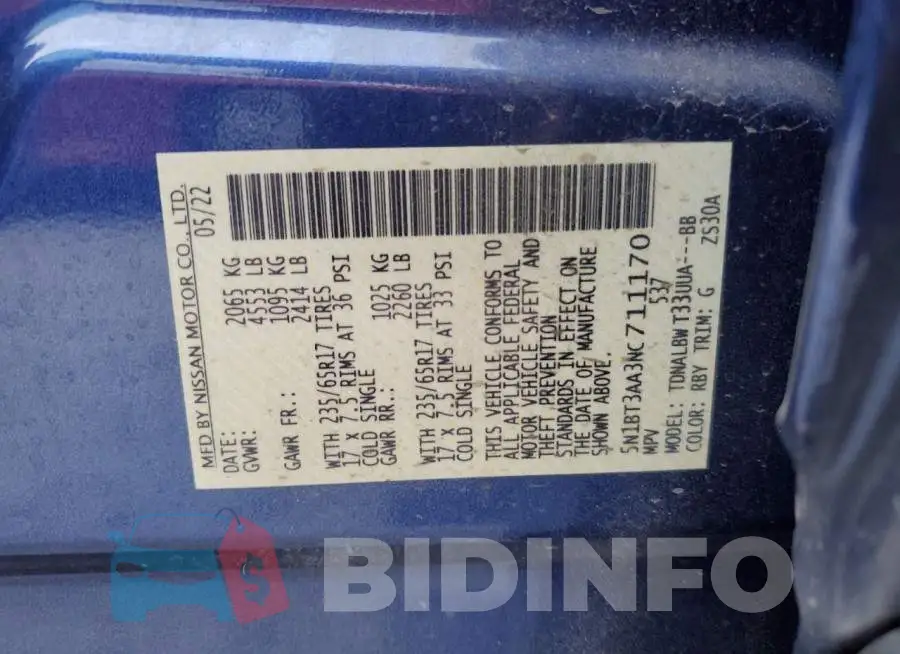 5N1BT3AA3NC711170 Photo# 12