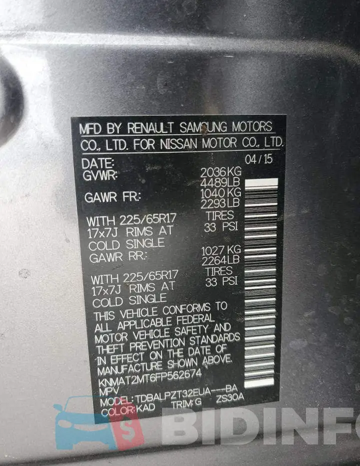 KNMAT2MT6FP562674 Photo# 13