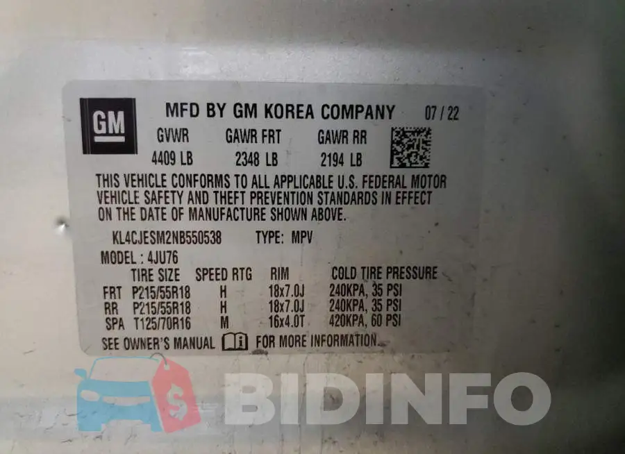 KL4CJESM2NB550538 Photo# 12