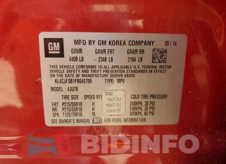 KL4CJFSB1FB045709 Photo# 13