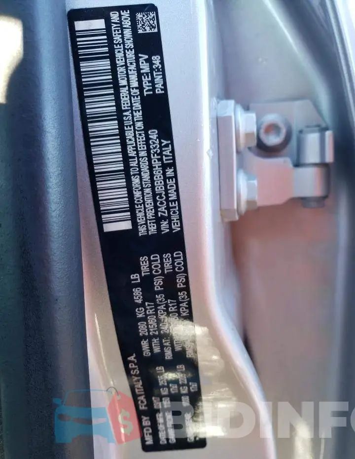 ZACCJBBB6HPF33240 Photo# 13