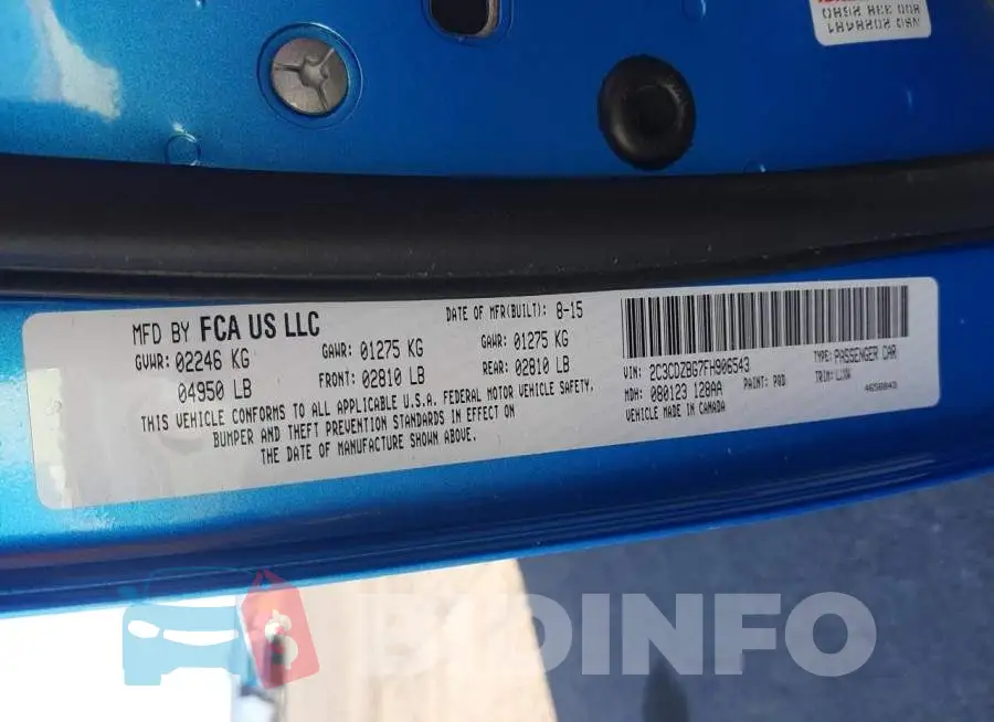 2C3CDZBG7FH906543 Photo# 12