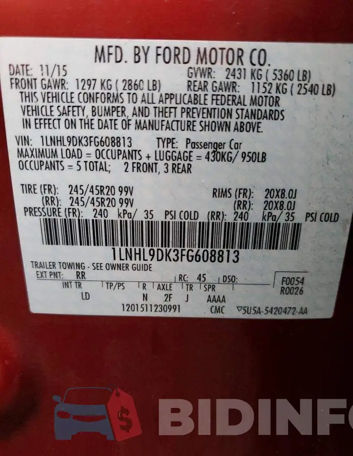 1LNHL9DK3FG608813 Photo# 12