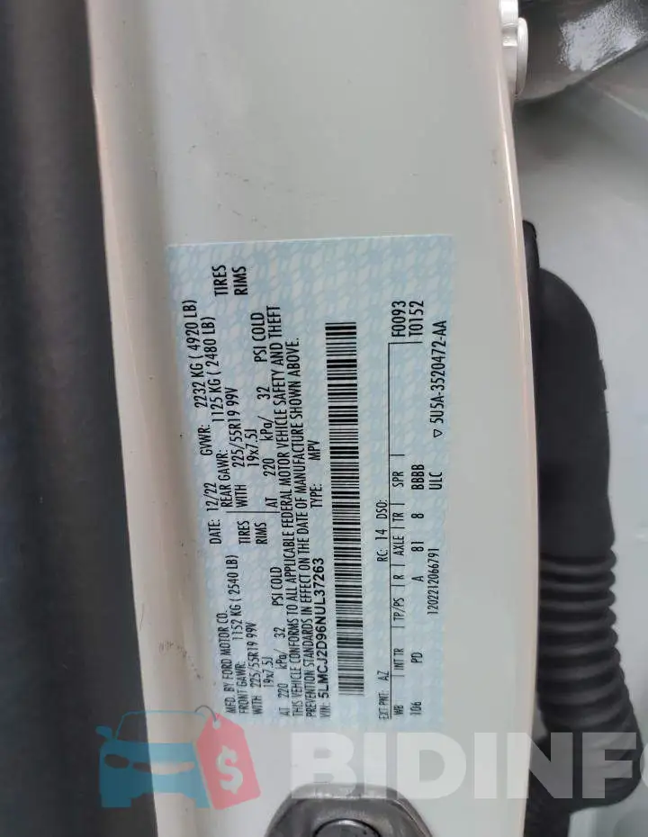 5LMCJ2D96NUL37263 Photo# 12