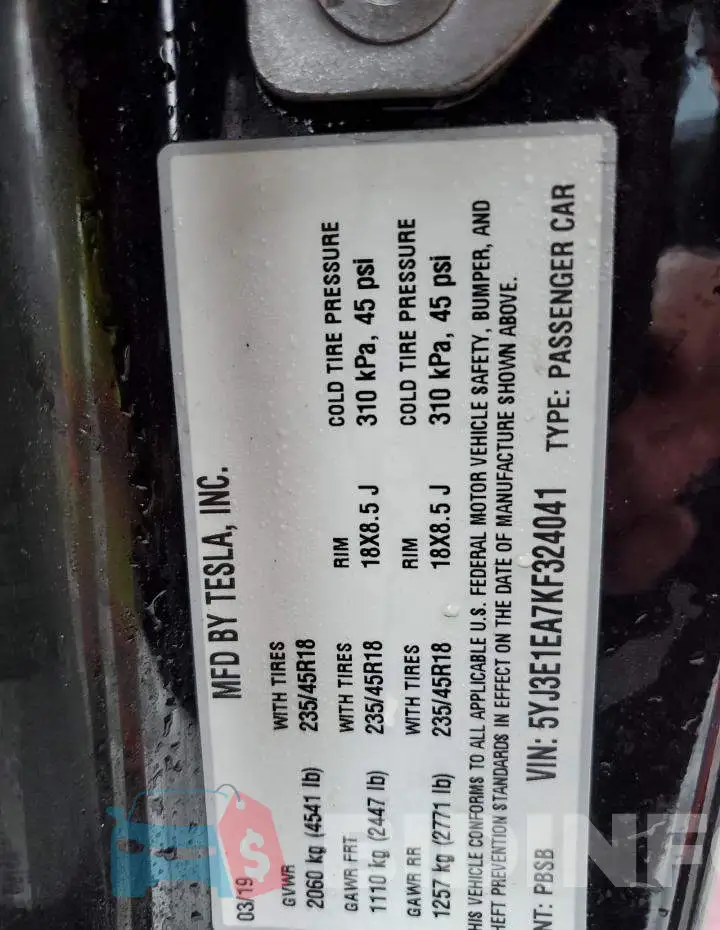 5YJ3E1EA7KF324041 Photo# 13