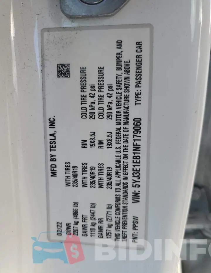5YJ3E1EB1NF179060 Photo# 12