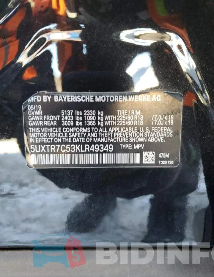 5UXTR7C53KLR49349 Photo# 12