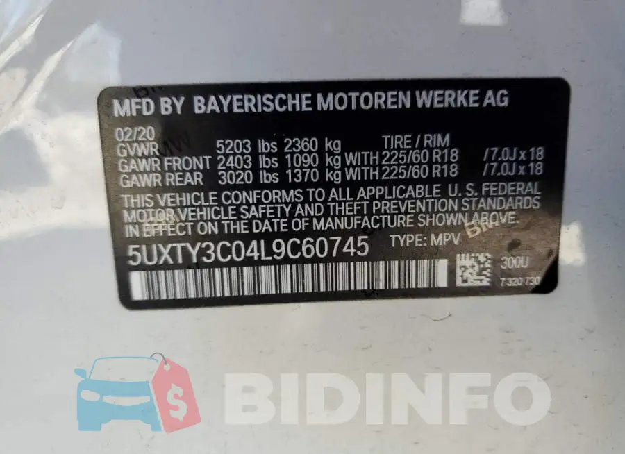5UXTY3C04L9C60745 Photo# 12