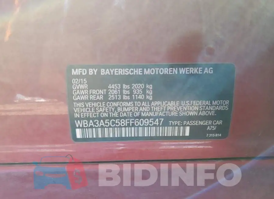 WBA3A5C58FF609547 Photo# 12