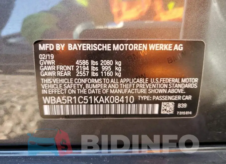 WBA5R1C51KAK08410 Photo# 12