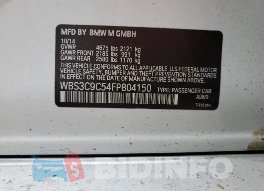 WBS3C9C54FP804150 Photo# 13