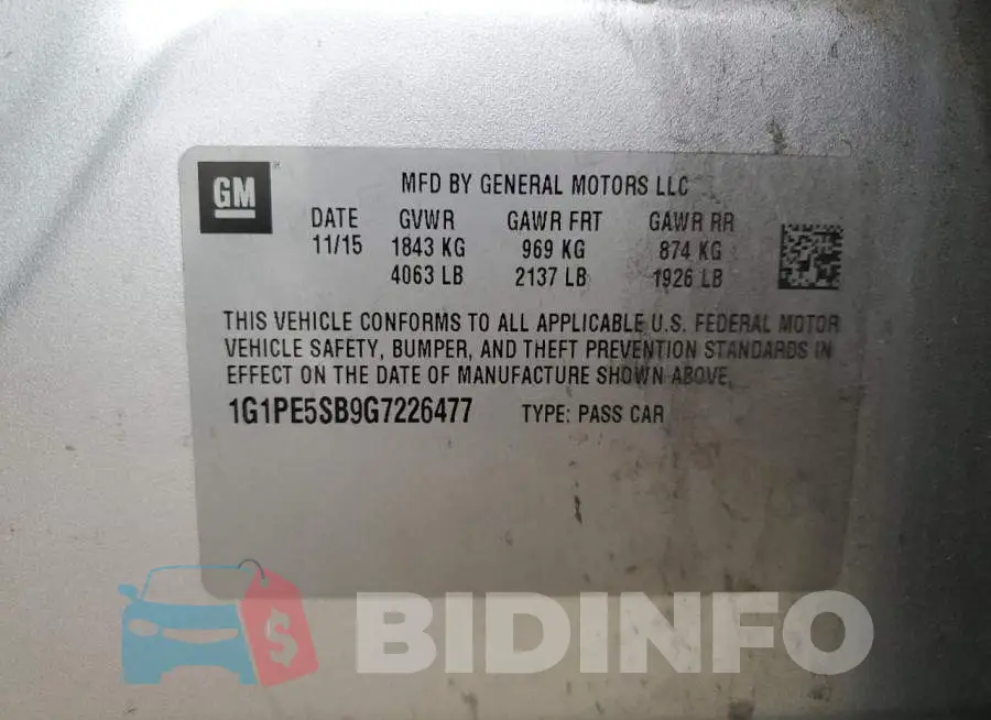 1G1PE5SB9G7226477 Photo# 12