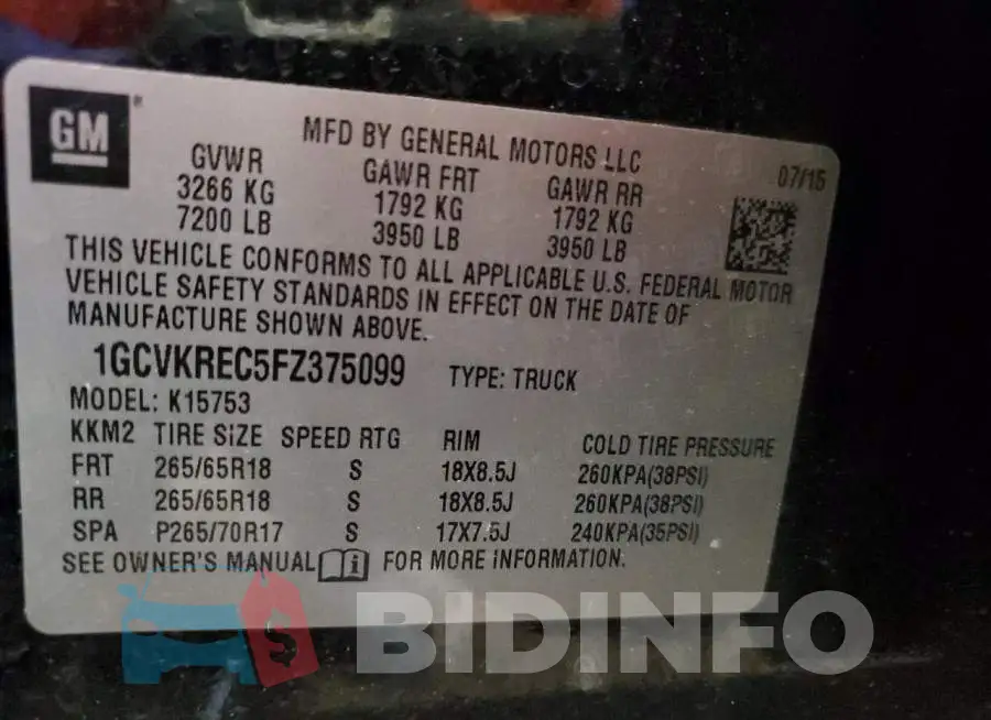 1GCVKREC5FZ375099 Photo# 12