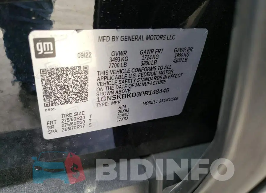 1GNSKBKD3PR148445 Photo# 13