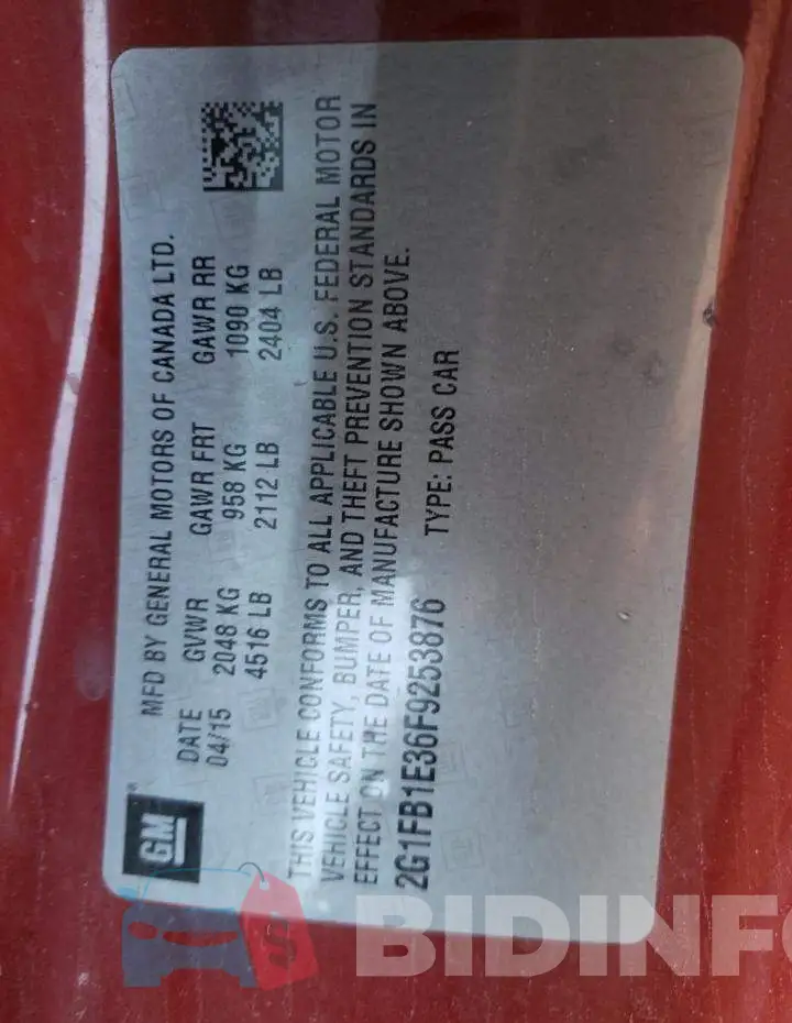 2G1FB1E36F9253876 Photo# 12