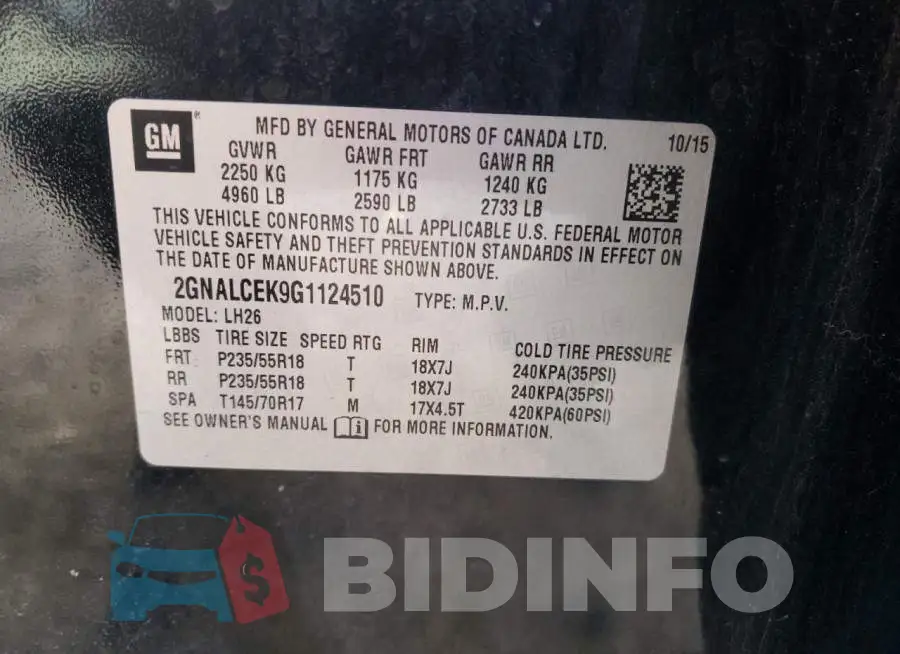 2GNALCEK9G1124510 Photo# 13