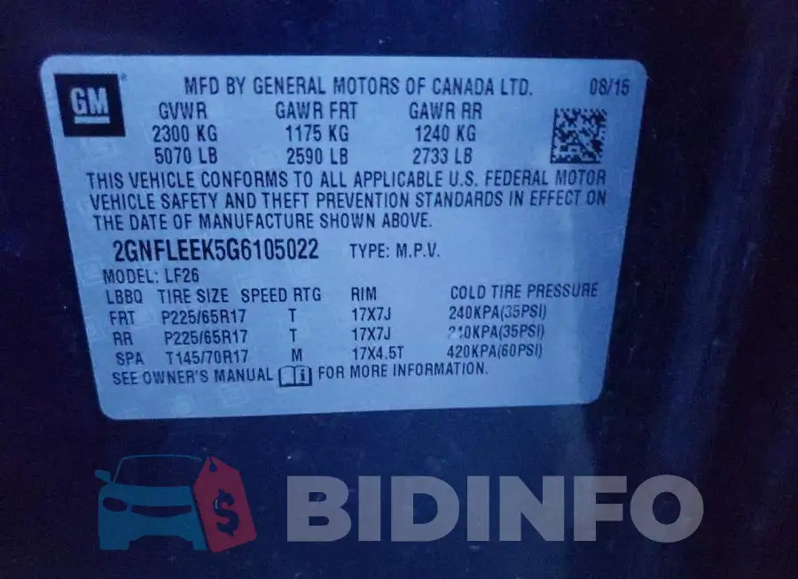 2GNFLEEK5G6105022 Photo# 12