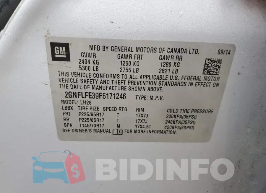 2GNFLFE39F6171246 Photo# 12