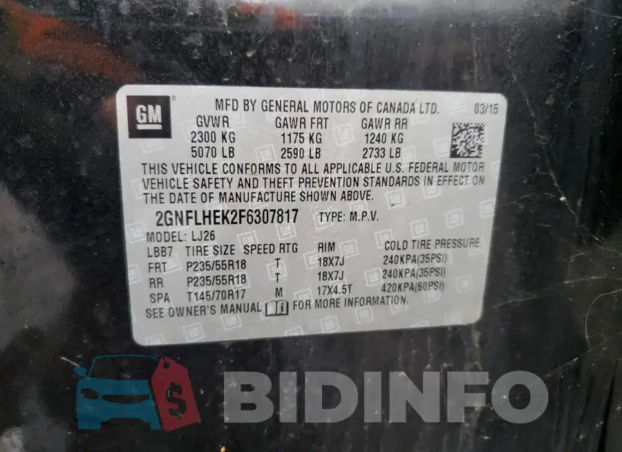 2GNFLHEK2F6307817 Photo# 12