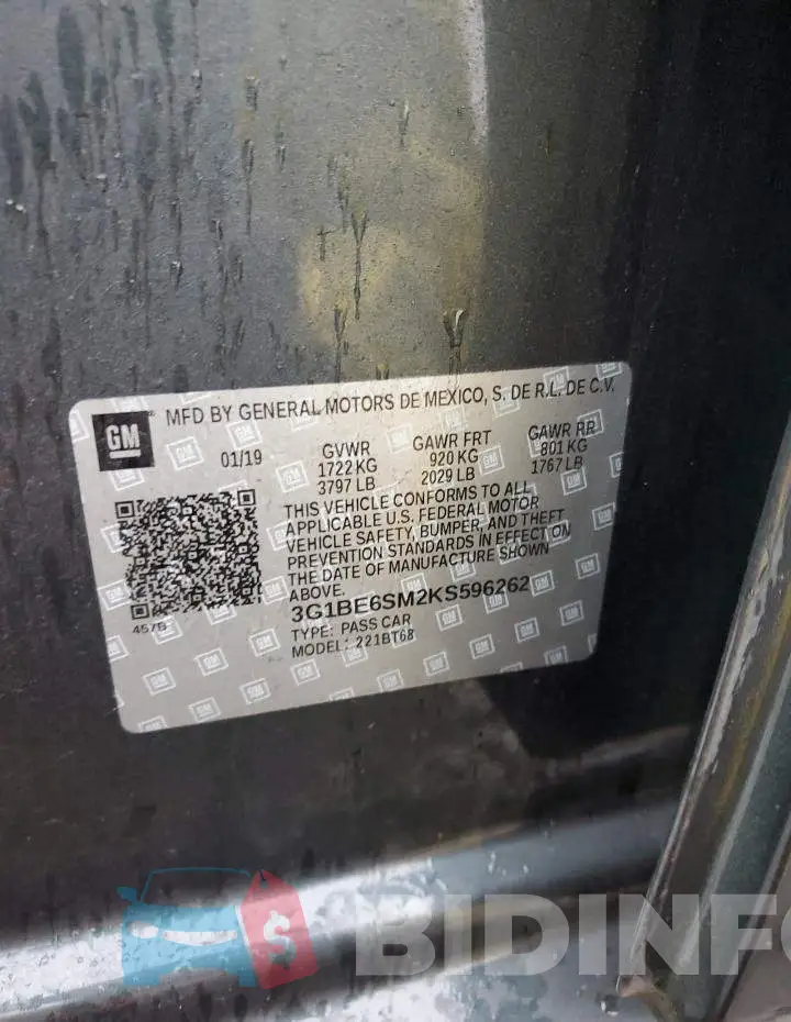 3G1BE6SM2KS596262 Photo# 12