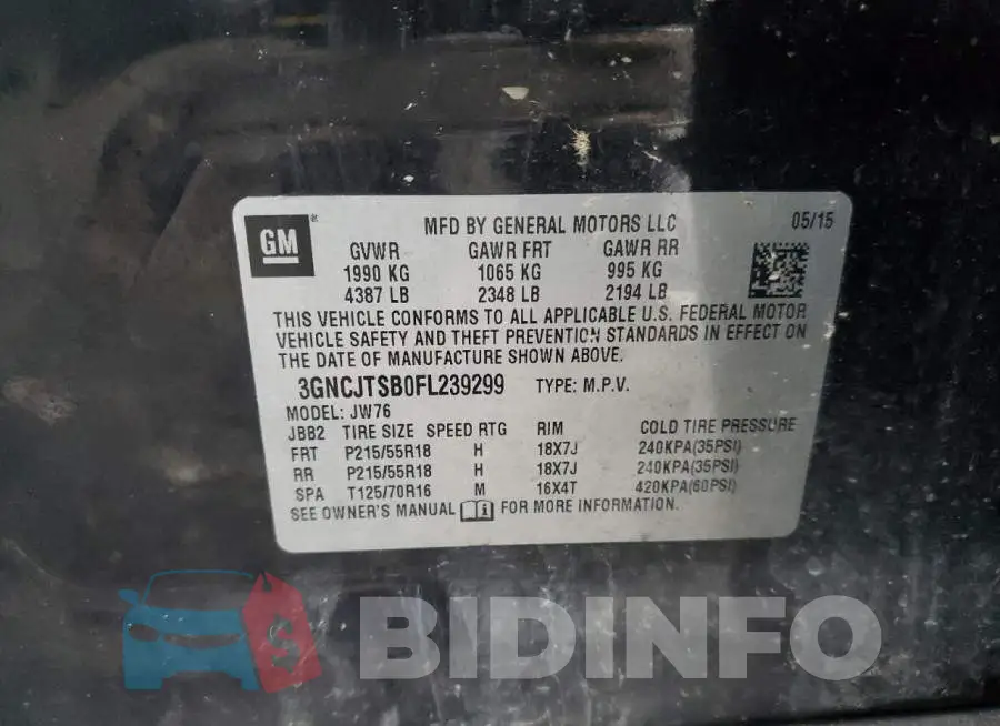 3GNCJTSB0FL239299 Photo# 12
