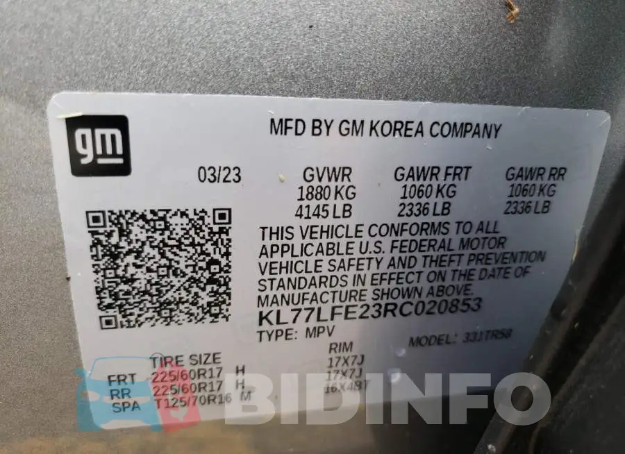 KL77LFE23RC020853 Photo# 13