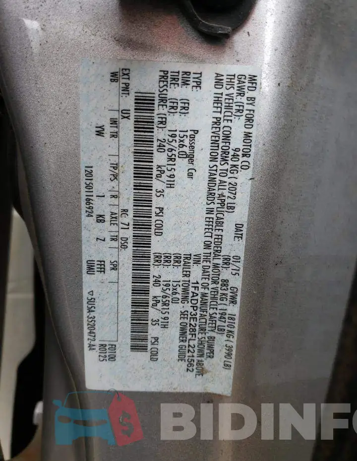 1FADP3E28FL221562 Photo# 12