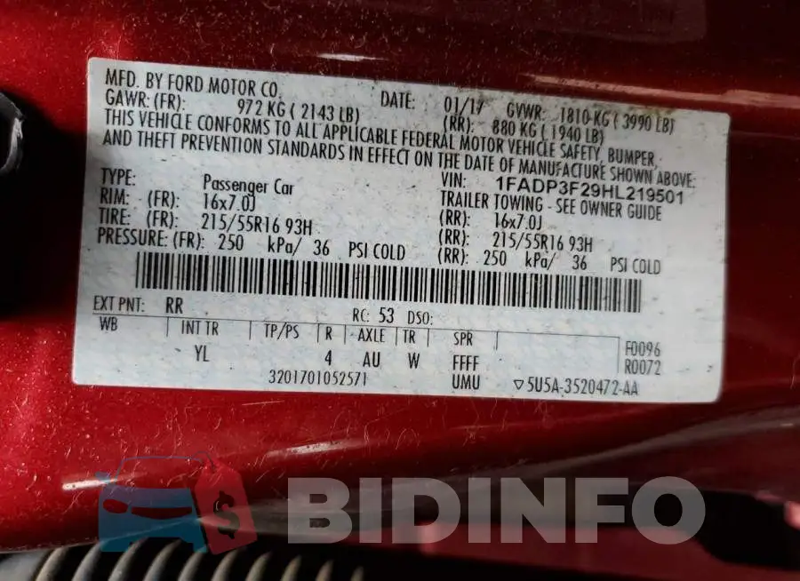 1FADP3F29HL219501 Photo# 12