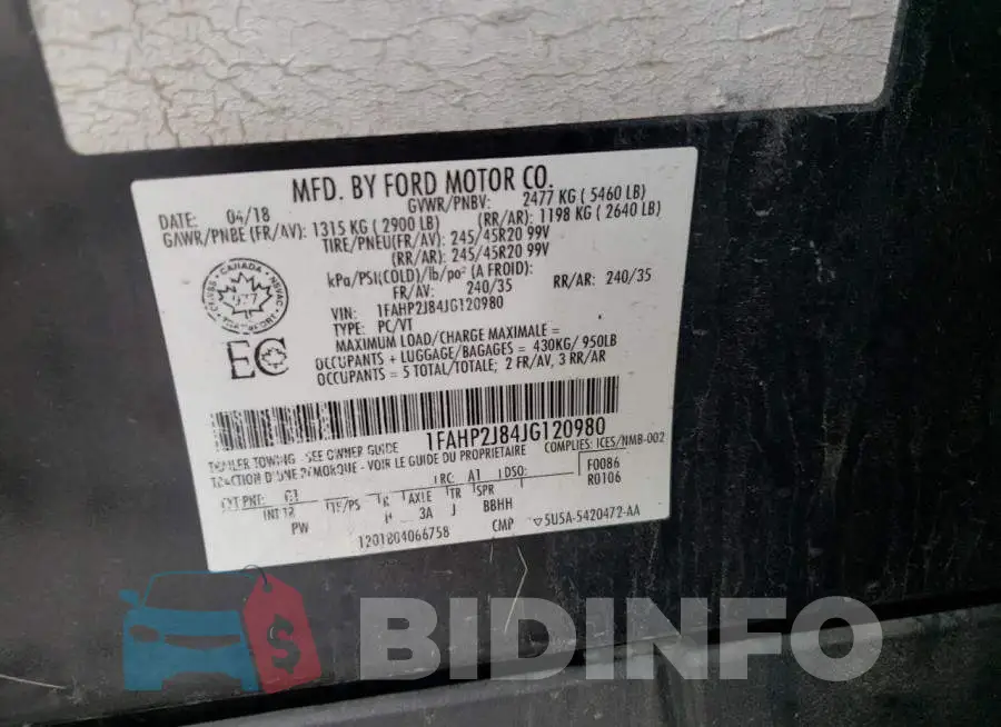 1FAHP2J84JG120980 Photo# 12