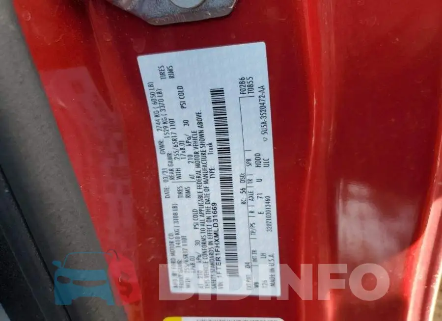 1FTER1FHXMLD31669 Photo# 12