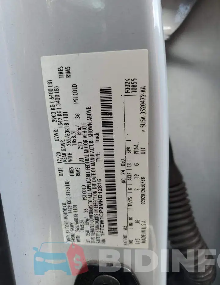 1FTEW1CP9MKD12816 Photo# 12