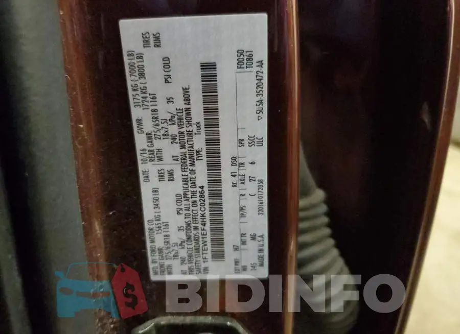 1FTEW1EF4HKC02864 Photo# 12