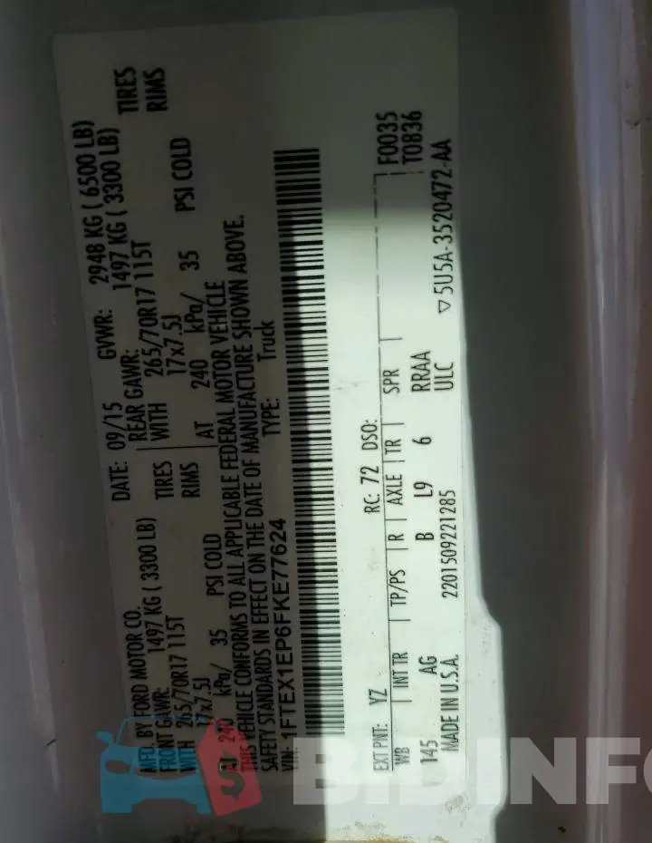 1FTEX1EP6FKE77624 Photo# 12