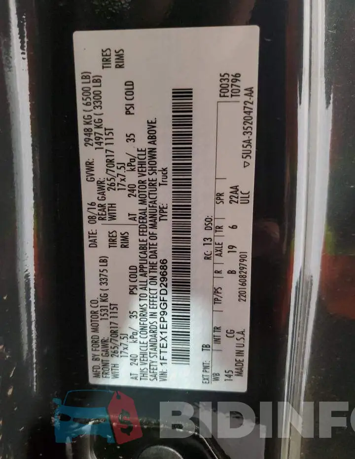 1FTEX1EP9GFD29686 Photo# 12