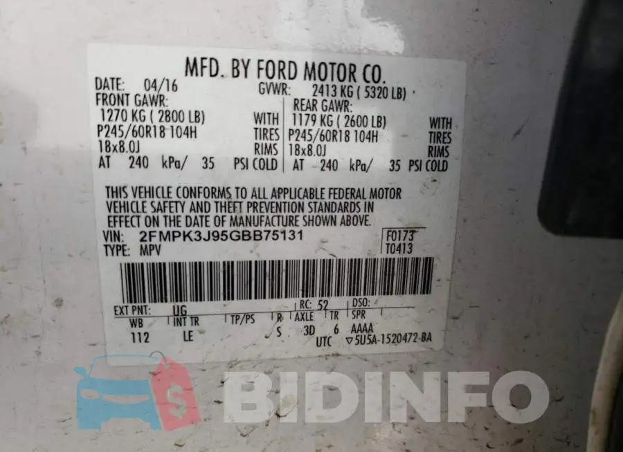 2FMPK3J95GBB75131 Photo# 13