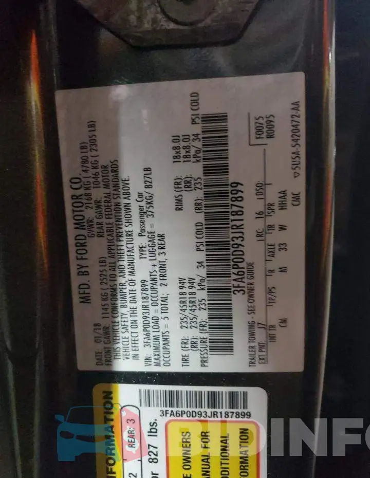 3FA6P0D93JR187899 Photo# 12