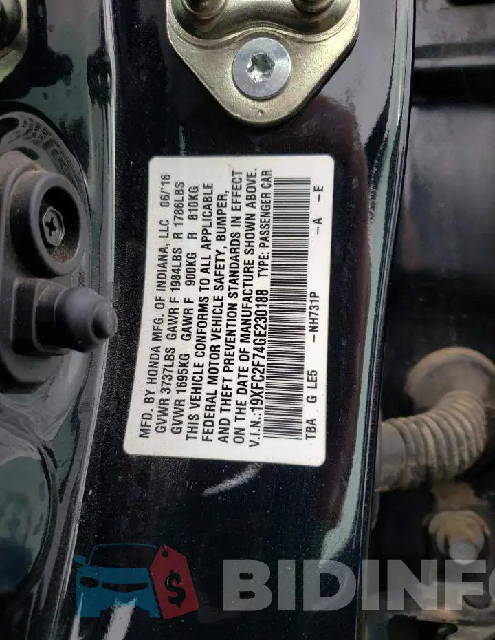 19XFC2F74GE230188 Photo# 12