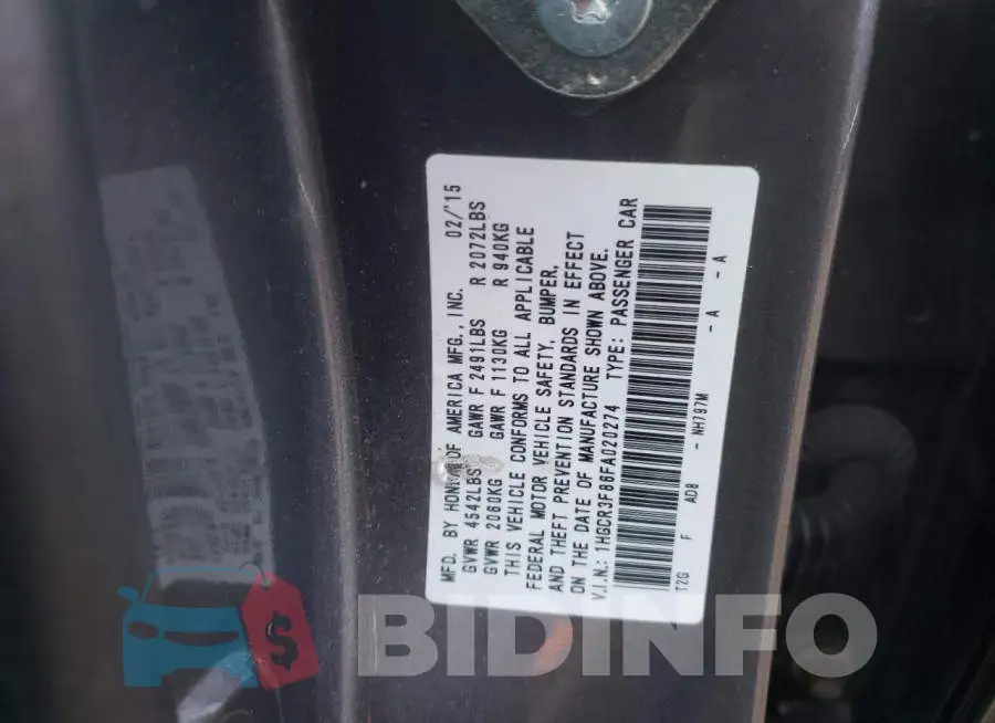 1HGCR3F86FA020274 Photo# 12