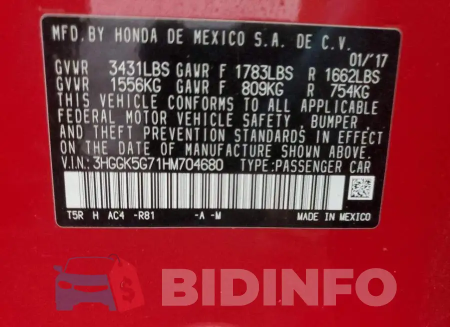 3HGGK5G71HM704680 Photo# 12