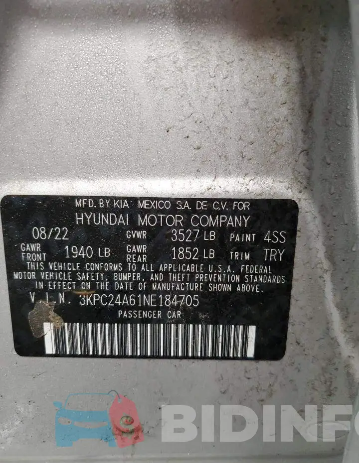 3KPC24A61NE184705 Photo# 13