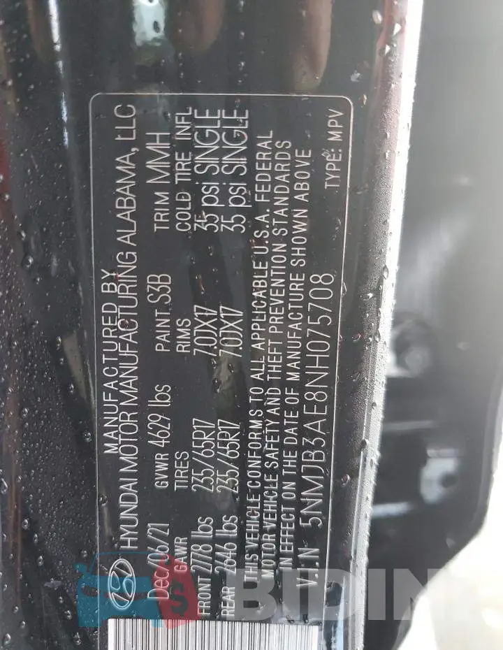 5NMJB3AE8NH075708 Photo# 13
