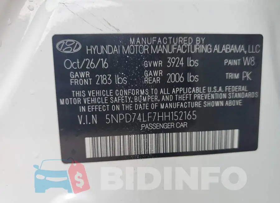 5NPD74LF7HH152165 Photo# 12