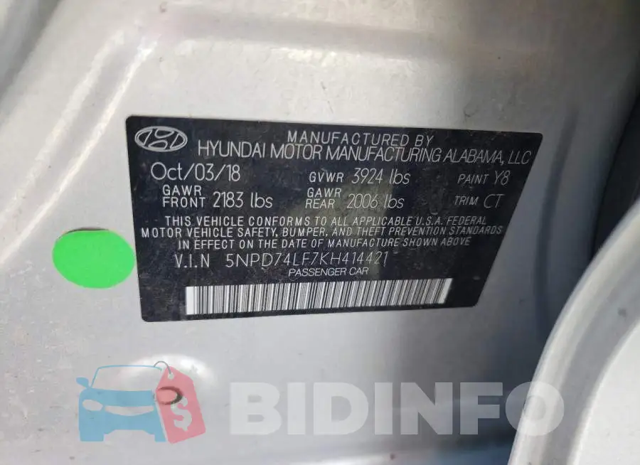 5NPD74LF7KH414421 Photo# 12